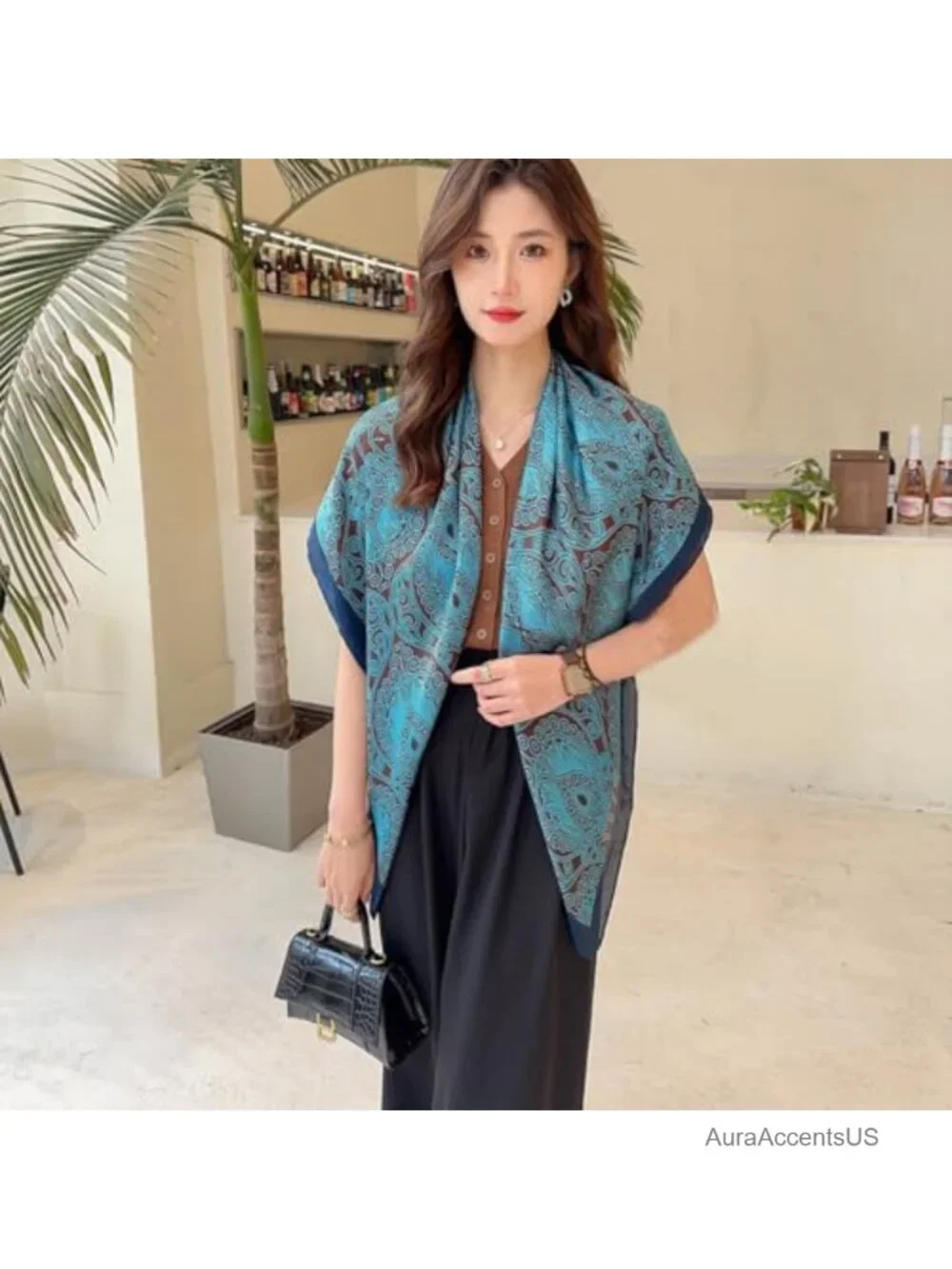 XL 43 Inch Square Scarf Polyester Satin Silk Wrap Headscarf Hair Scarf